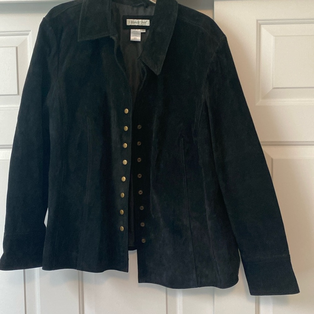 Coldwater Creek Black Suede Snap-front Jacket